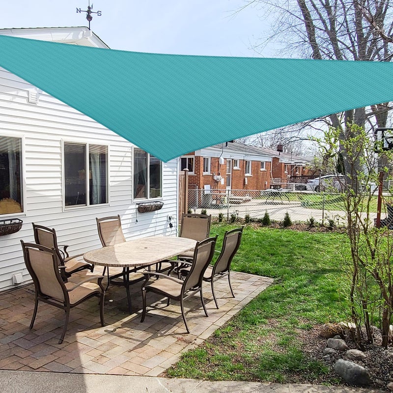 Windscreen4less 20' x 20' x 20' Sun Shade Sail Triangle Outdoor Canopy Cover UV Block for Backyard Porch Pergola Deck Garden Patio (Turquoise) - Image 1